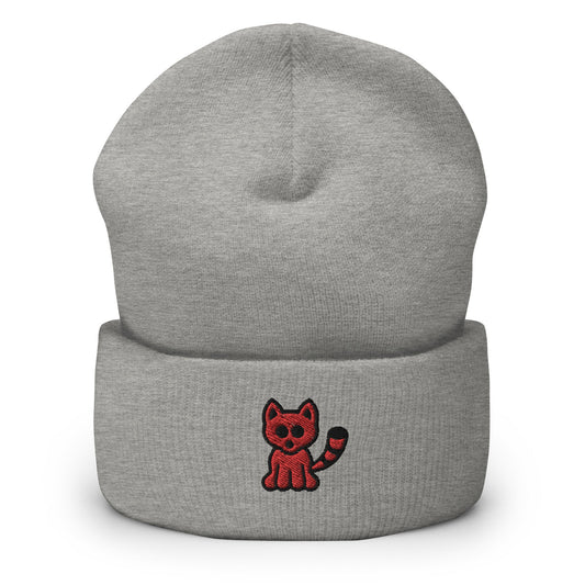 Red Panda Embroidered Beanie, Handmade Cuffed Knit Unisex Slouchy Adult Winter Hat Cap Gift