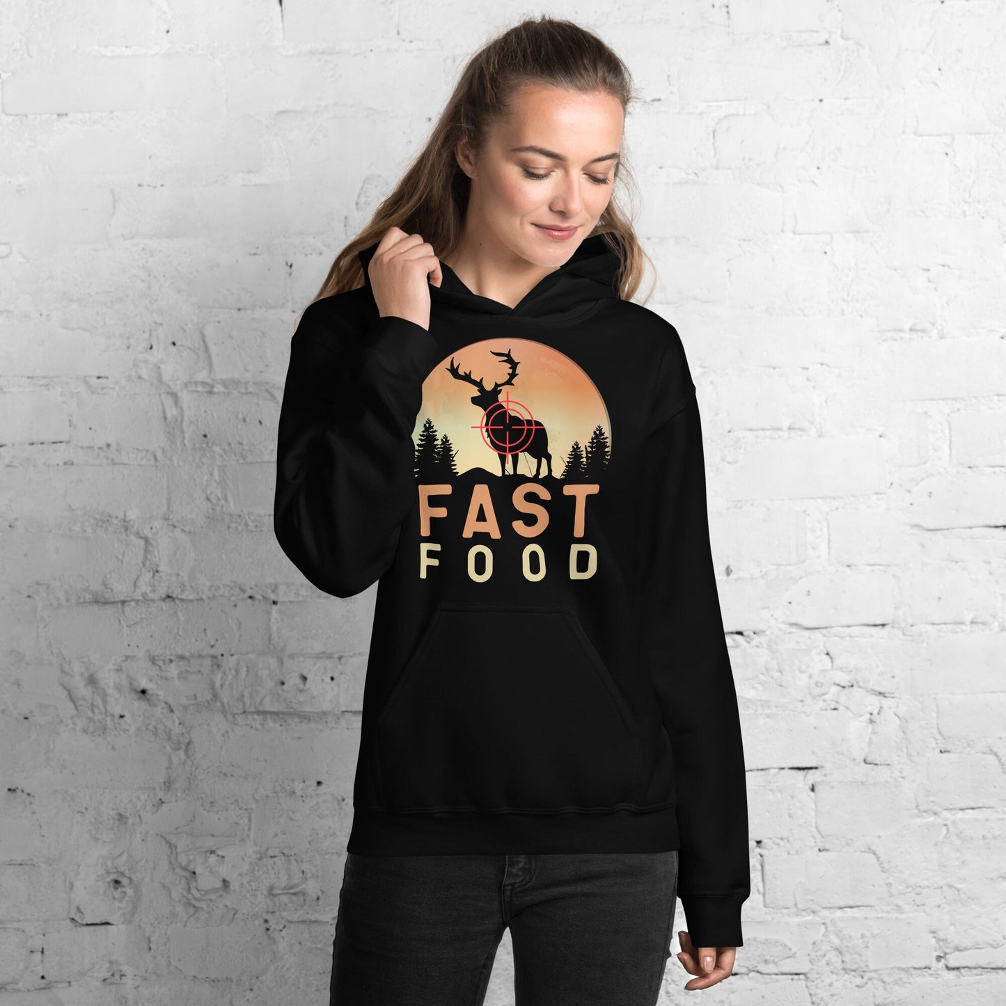 funny hunting hoodie, fast food deer hunting hoodie, buck hoodie, gift for hunter, hunting humor