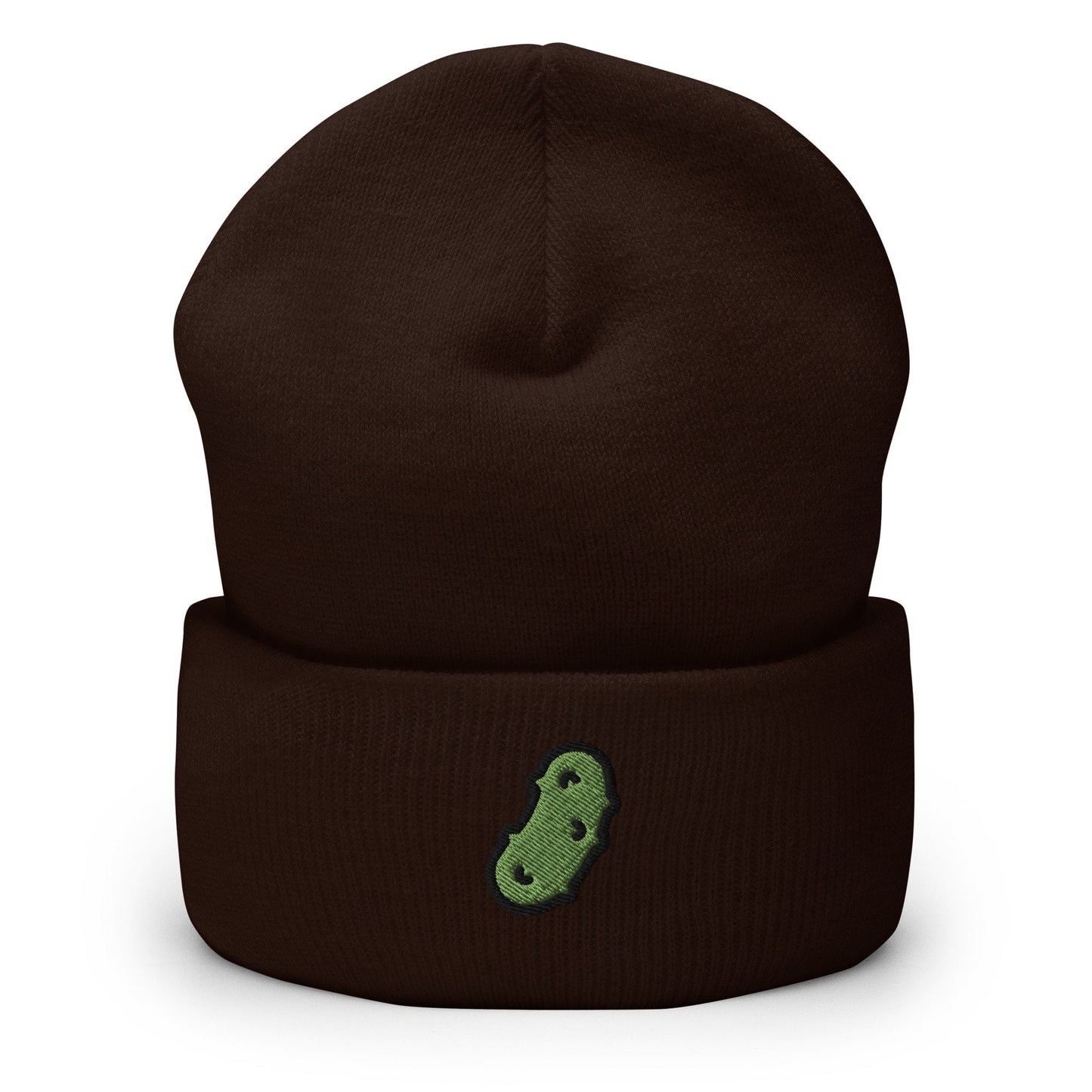 Dill Pickle Embroidered Beanie, Handmade Cuffed Knit Unisex Slouchy Adult Winter Hat Cap Gift