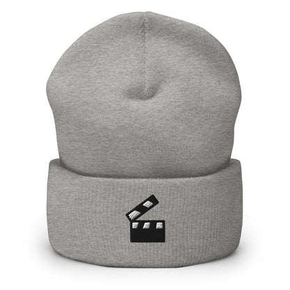 Hollywood Director Actor Film Major Filmmaker Clapper Embroidered Beanie, Handmade Cuffed Knit Unisex Slouchy Adult Winter Hat Cap Gift