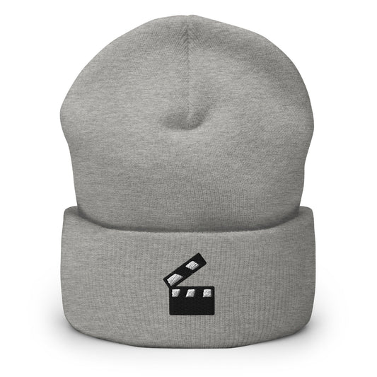 Hollywood Director Actor Film Major Filmmaker Clapper Embroidered Beanie, Handmade Cuffed Knit Unisex Slouchy Adult Winter Hat Cap Gift