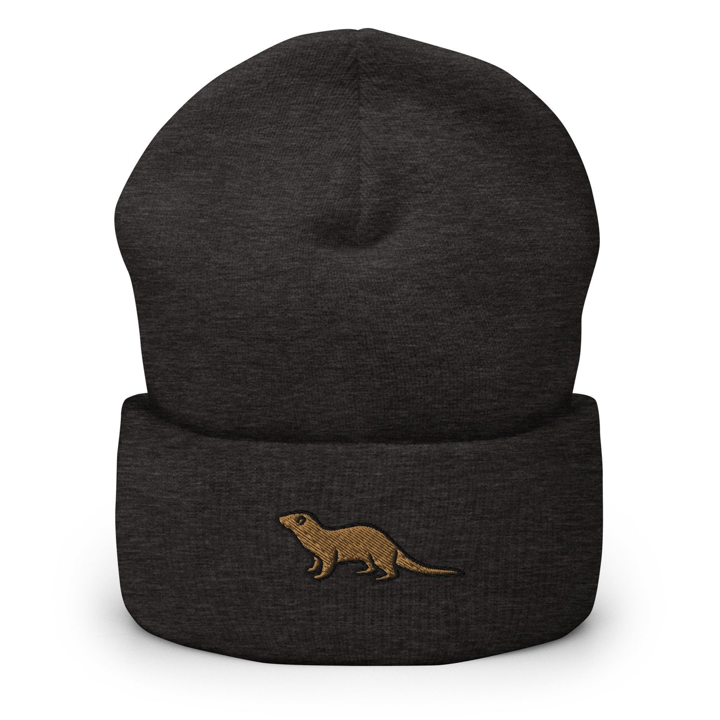 Weasel, Sea Otter Embroidered Beanie, Handmade Cuffed Knit Unisex Slouchy Adult Winter Hat Cap Gift