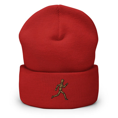 Mannequin Embroidered Beanie, Handmade Cuffed Knit Unisex Slouchy Adult Winter Hat Cap Gift
