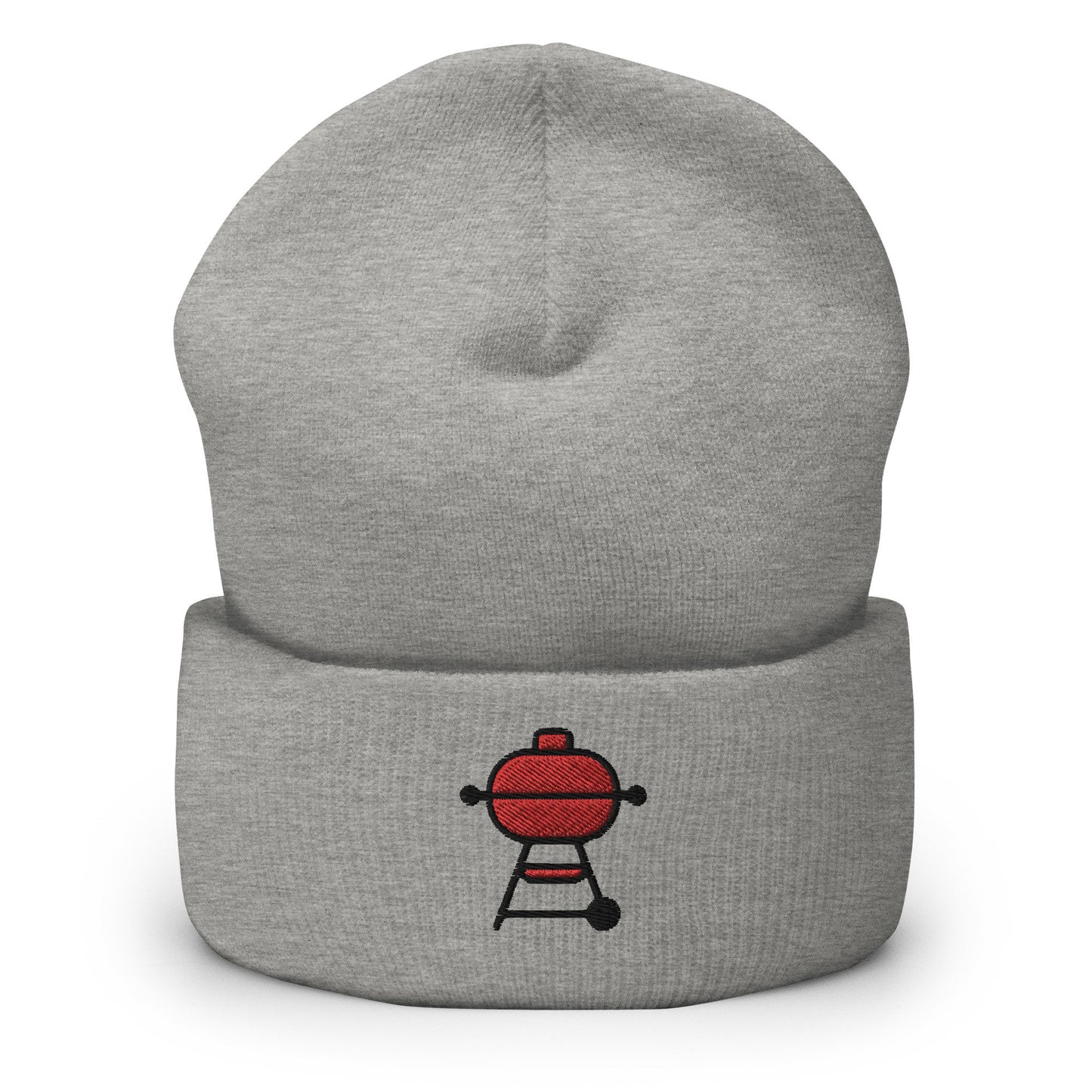 Barbecue BBQ Charcoal Grill Cookout Embroidered Beanie, Handmade Cuffed Knit Unisex Slouchy Adult Winter Hat Cap Gift