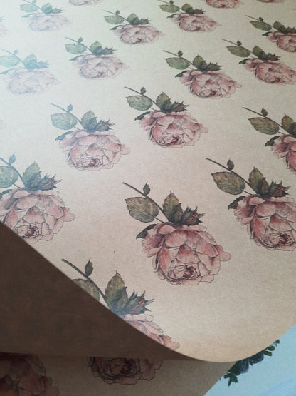 Vintage rose Wrapping paper, Gift Wrap, Wrapping, Rose Gift Warp, Wrapping paper, gift paper, floral wrapping paper, rose recycled wrappaper