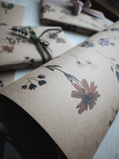 Wild flowers Wrapping paper, Gift Wrap, Wrapping, Flowers Gift Warp, Wrapping paper, gift paper, floral wrapping paper, recycled wrappaper