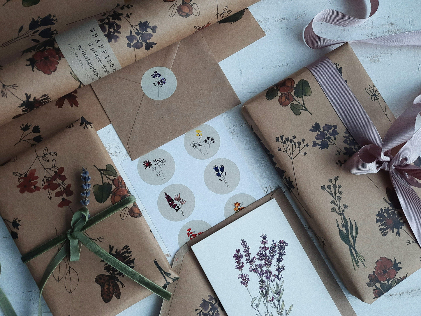 Wild flowers Wrapping paper, Gift Wrap, Wrapping, Flowers Gift Warp, Wrapping paper, gift paper, floral wrapping paper, recycled wrappaper