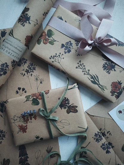 Wild flowers Wrapping paper, Gift Wrap, Wrapping, Flowers Gift Warp, Wrapping paper, gift paper, floral wrapping paper, recycled wrappaper