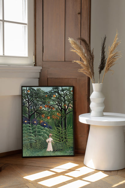 Henri Rousseau Woman walking in the forest print, Henri Rousseau print, Henri Rousseau poster, Tropical wall art, Tropical exhibition poster