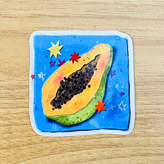 Papaya | 3" Glossy Vinyl Sticker Decal | Waterproof  Weatherproof | Collage Fruit Sticker