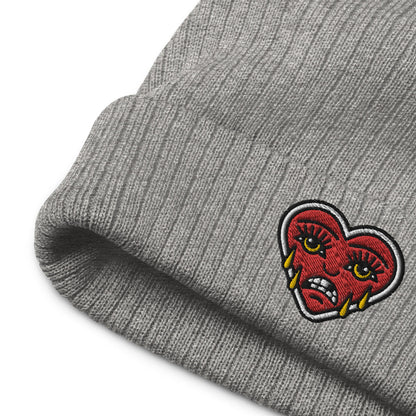 Crying Heart Beanie, Tattoo Inspired Clothing, Alternative Beanie, Goth Hat, Punk Clothing, Heart Beanie, Tattoo Design, Dark Aesthetic