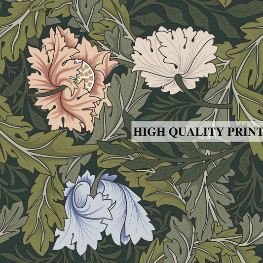 William Morris Poster, William Morris Print, William Morris Red Art, Vintage Poster, Green Floral Print, Floral Vintage Print