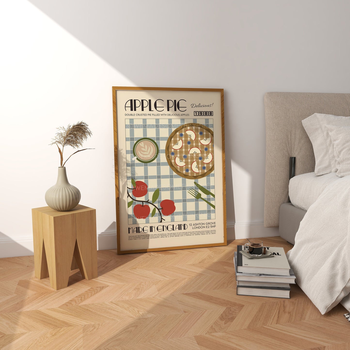 Apple Pie Poster, Kitchen Art, Kitchen Poster, Kitchen Print, Food Print, Modern Kitchen Decor, Retro Poster