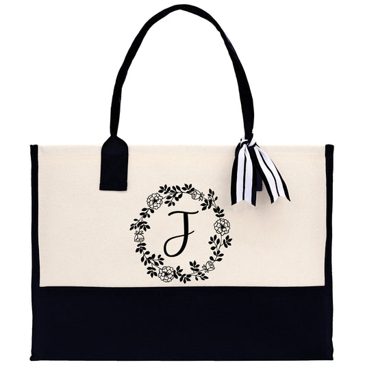 Monogram Beach Canvas Tote Bag Initial Tote Bag Letter Tote Bag Birthday Gift Personalized Tote Bag Personalized Beach Bag Monogrammed Bag