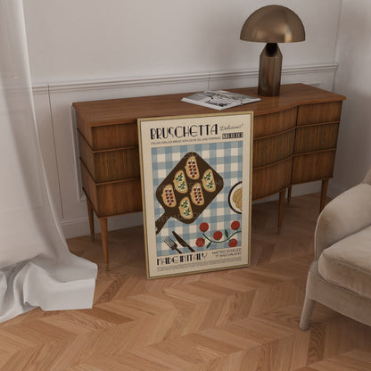 Bruschetta Print, Kitchen Art, Kitchen Print, Kitchen Poster, Kitchen Decor, Food Art, Mid Century Modern, Italy Art