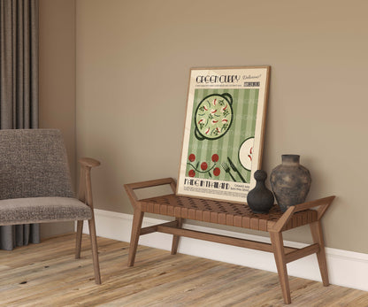 Thai Green Curry Poster, Kitchen Art, Food Print, Modern Kitchen Decor, Illustration, Thailand Art, Ramen, Asia Art, Exhibition Poster