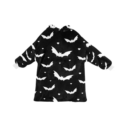 Black Bats Spooky Halloween Theme Blanket Hooded Jumper Hoodie Winter Oversized Kids Adults