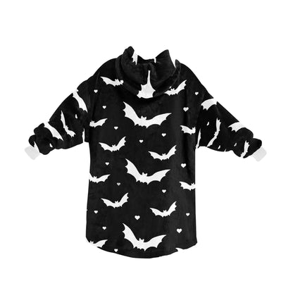 Black Bats Spooky Halloween Theme Blanket Hooded Jumper Hoodie Winter Oversized Kids Adults