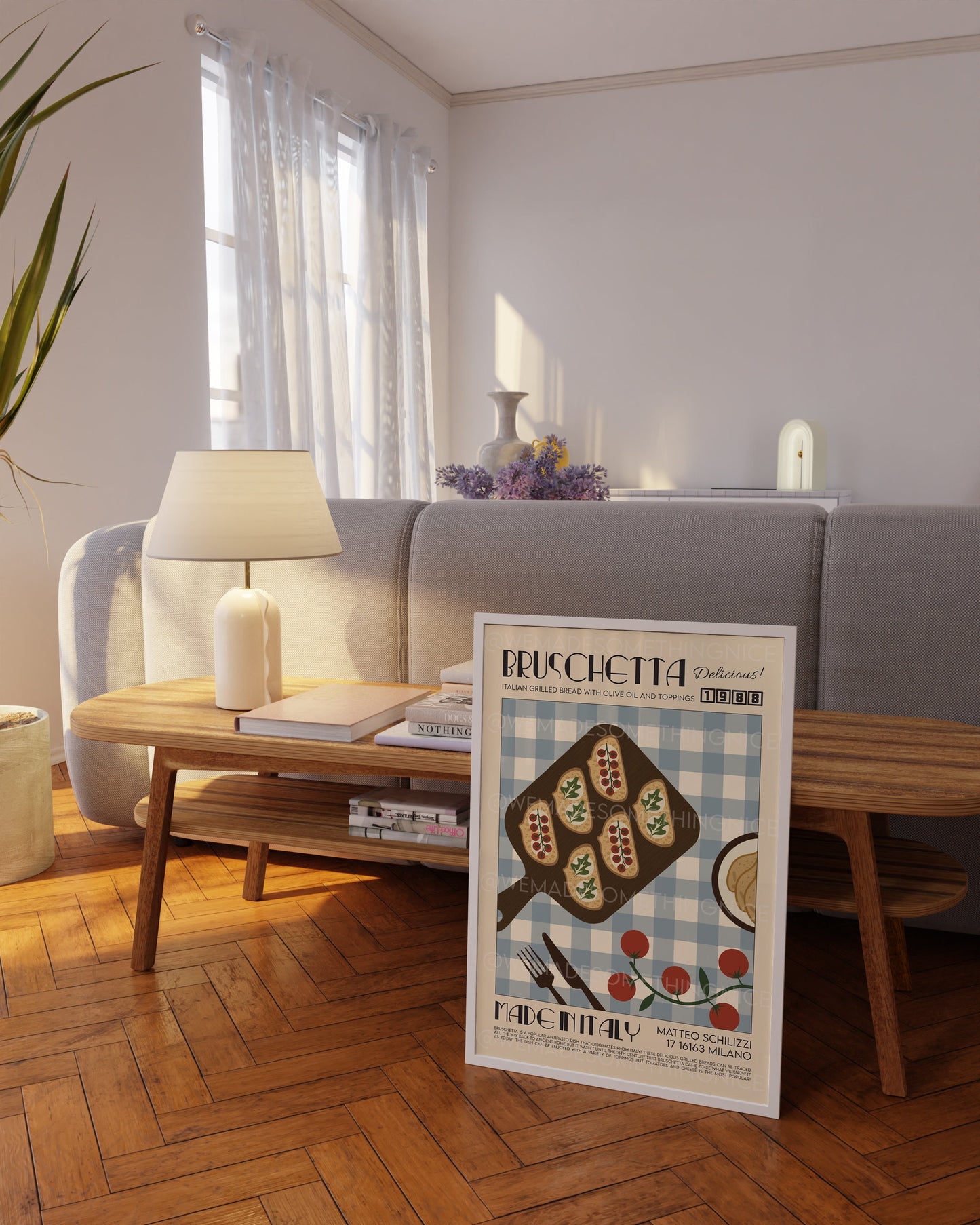 Bruschetta Print, Kitchen Art, Kitchen Print, Kitchen Poster, Kitchen Decor, Food Art, Mid Century Modern, Italy Art