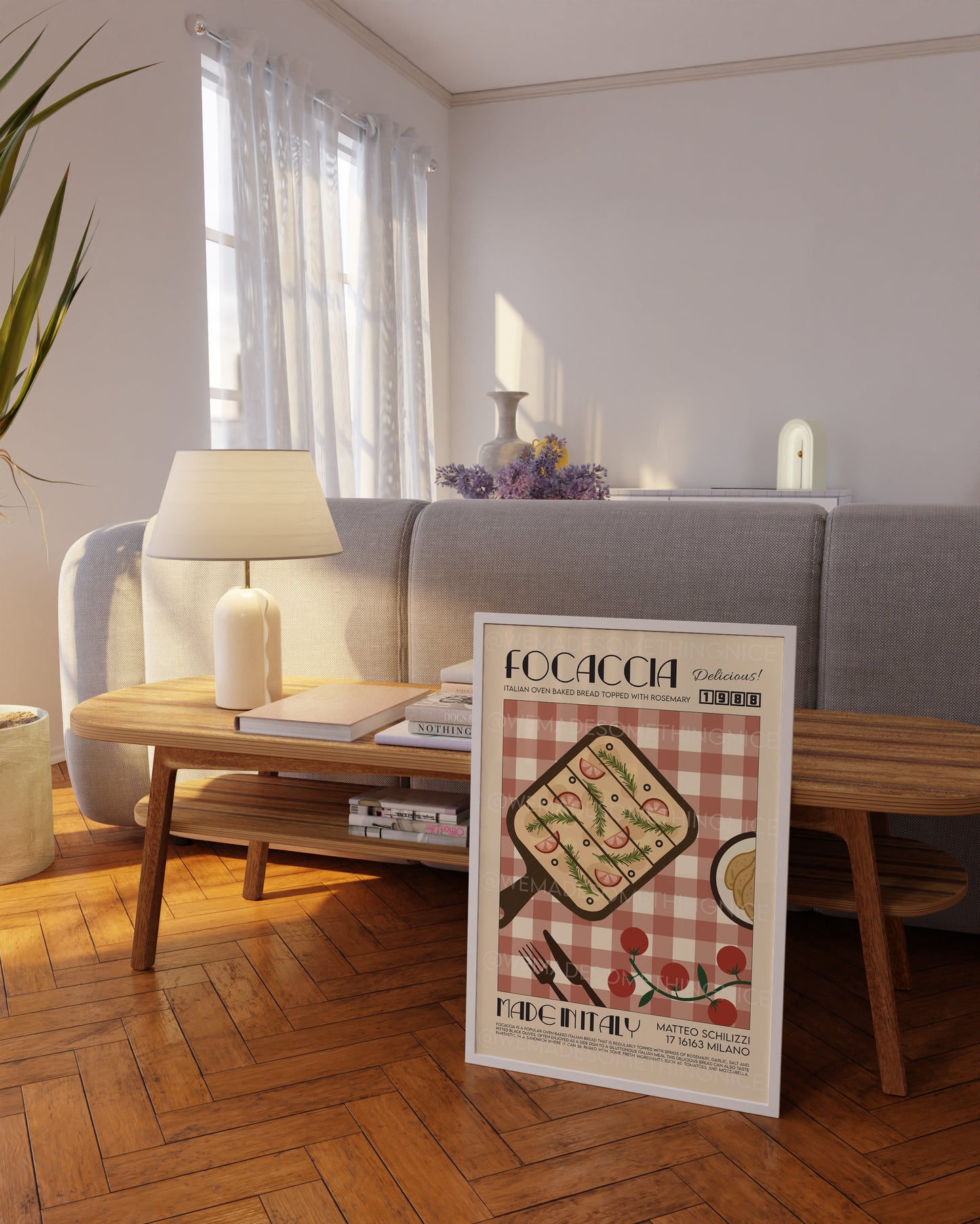 Focaccia Print, Food Art, Kitchen Art, Kitchen Poster, Kitchen Print, Italy Poster Kitchen Decor, Mid Century Modern