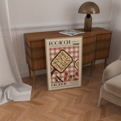 Focaccia Print, Food Art, Kitchen Art, Kitchen Poster, Kitchen Print, Italy Poster Kitchen Decor, Mid Century Modern