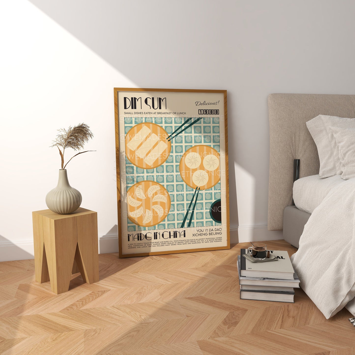 Dim Sum Poster, Kitchen Art, Kitchen Poster, Kitchen Wall Decor, Dumplings Poster, Modern Kitchen Decor, Illustration, Chinese Art