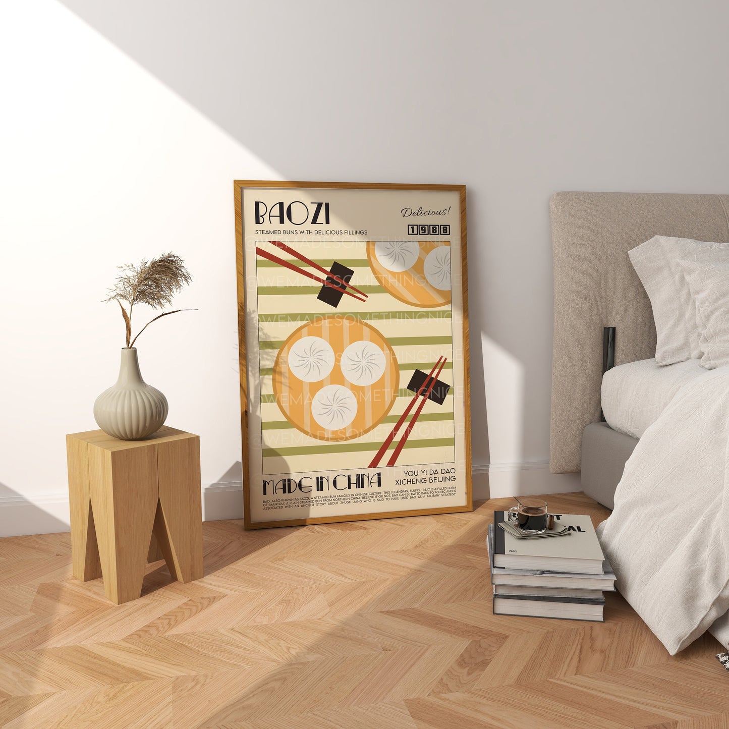 Bao Bun Poster, Kitchen Art, Kitchen Poster, Kitchen Wall Art, Asian Wall Art, Retro Wall Art, Food Poster, Food Print