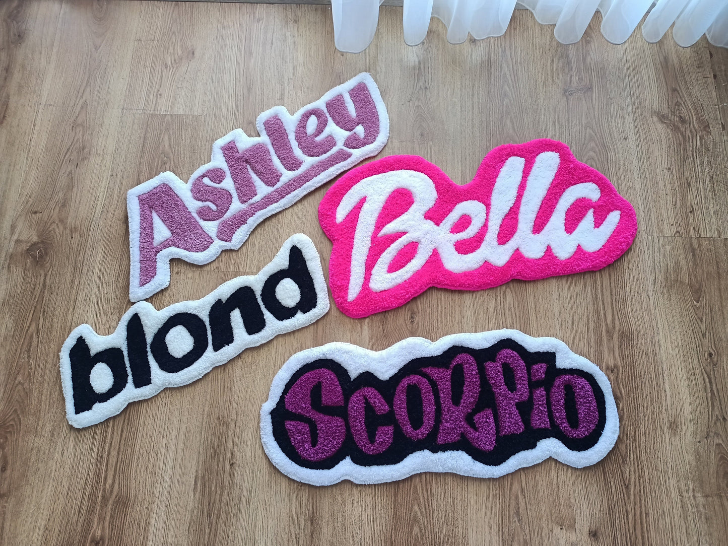 Pink Bella Style Custom Name for Girls Handmade Tufted Rug