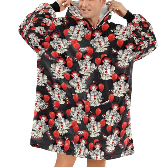Horror Movie IT Clown Cosy Blanket Hooded Jumper Hoodie Winter Oversized Kids Adults