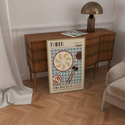 Mandu Poster, Kitchen Poster, Kitchen Wall Art, Food Print, Modern Kitchen Decor, Illustration, Exhibition Poster, Retro Wall Art