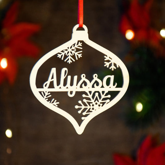 Custom Name Ornament | Personalized Christmas Wood Ornament | USA Made | Laser Cut Gift Tag | Laser Cut Name Bauble 2025