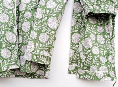 Indian PJ Set,100% Cotton Block Print Pajama Set, Night Wear, Bridesmaid Pajama Set, Womens pajamas Set Cotton Pants Shirt sets,Summer Dress