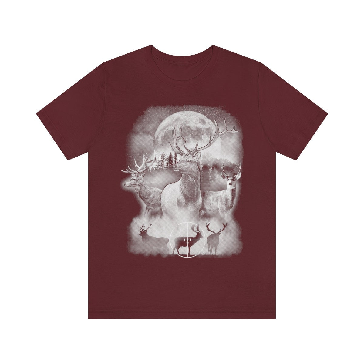 Deer Outdoor Scene Shirt | Hunting T-shirt | Hunter Shirts | Antler Dad Gift Idea | Elk Deer Target Tee | Camping View Tshirt | Twilight Tee