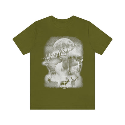 Deer Outdoor Scene Shirt | Hunting T-shirt | Hunter Shirts | Antler Dad Gift Idea | Elk Deer Target Tee | Camping View Tshirt | Twilight Tee