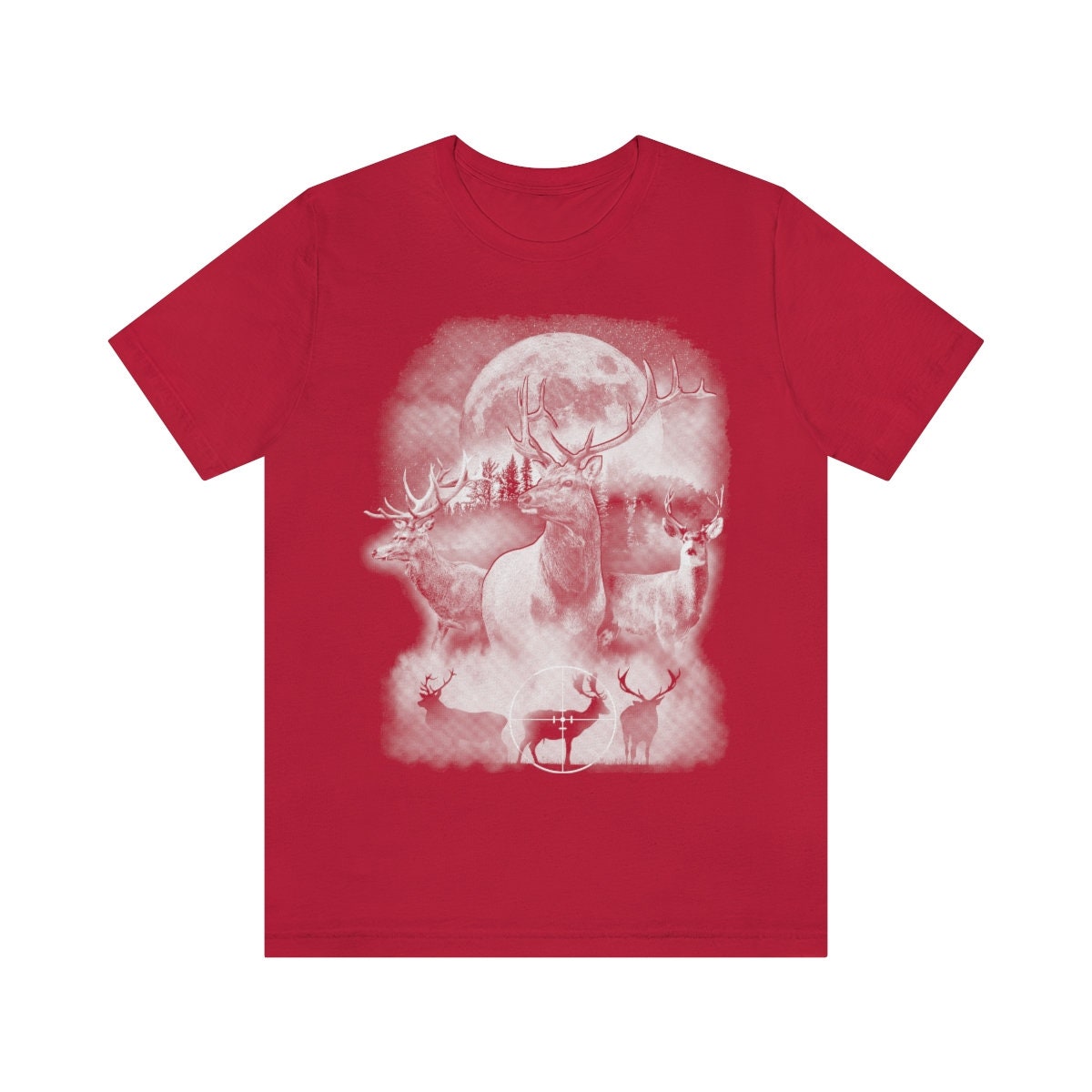 Deer Outdoor Scene Shirt | Hunting T-shirt | Hunter Shirts | Antler Dad Gift Idea | Elk Deer Target Tee | Camping View Tshirt | Twilight Tee