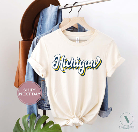 Retro Michigan Football Shirt, Vintage Michigan Football Tee, Ann Arbor Michigan T-Shirt, College Football Shirt