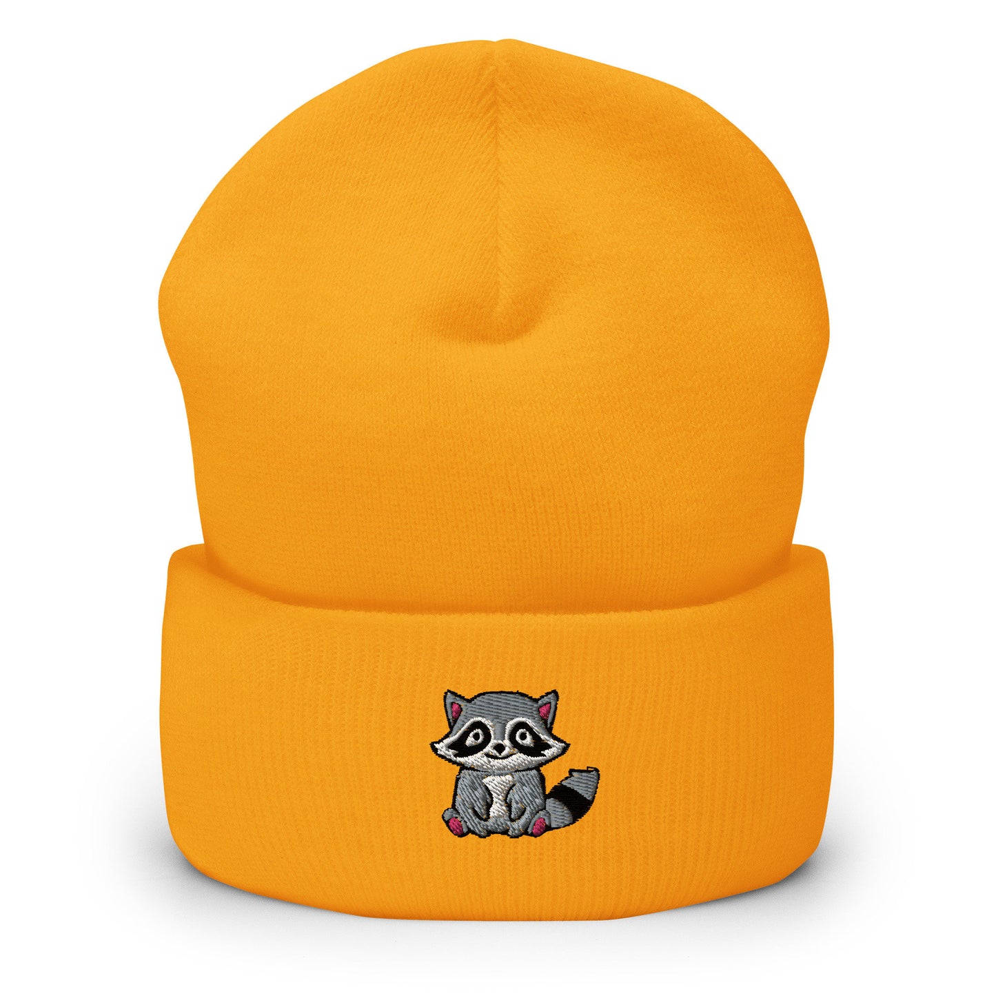 Trash Panda Raccoon Embroidered Beanie, Handmade Cuffed Knit Unisex Slouchy Adult Winter Hat Cap Gift