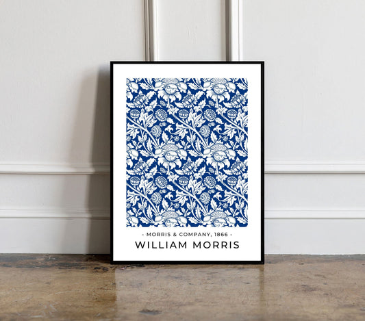 William Morris Tulip Poster, William Morris Tulip Print, William Morris Blue Art, Vintage Poster, Blue Floral Print, Floral Vintage Print