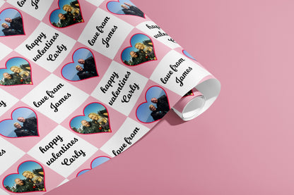 Personalised Valentines Gift Wrap, Names, Wrapping Paper, Birthday, Hearts, Customised, Wedding, Party, Engagement, Couples, Anniversary Red