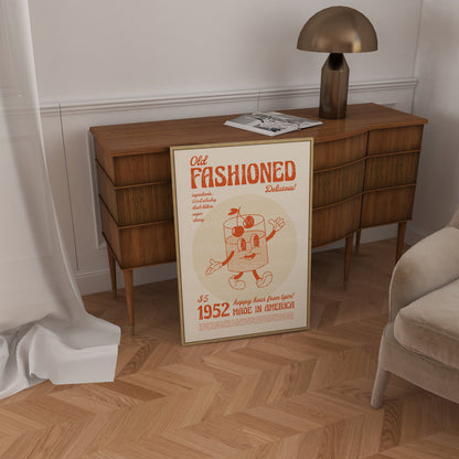 Old Fashioned Print, Kitchen Art, Cocktail Art, Drinks Poster, French Retro, Kitchen Decor, Cocktail Poster,
