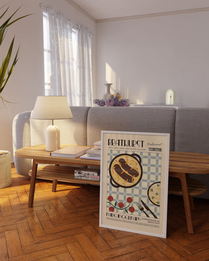 Bratwurst Poster, Kitchen Poster, Kitchen Print, Modern Kitchen Decor, Retro Poster, Pop Art, Kitchen Art, Exhibition Poster, Food Print