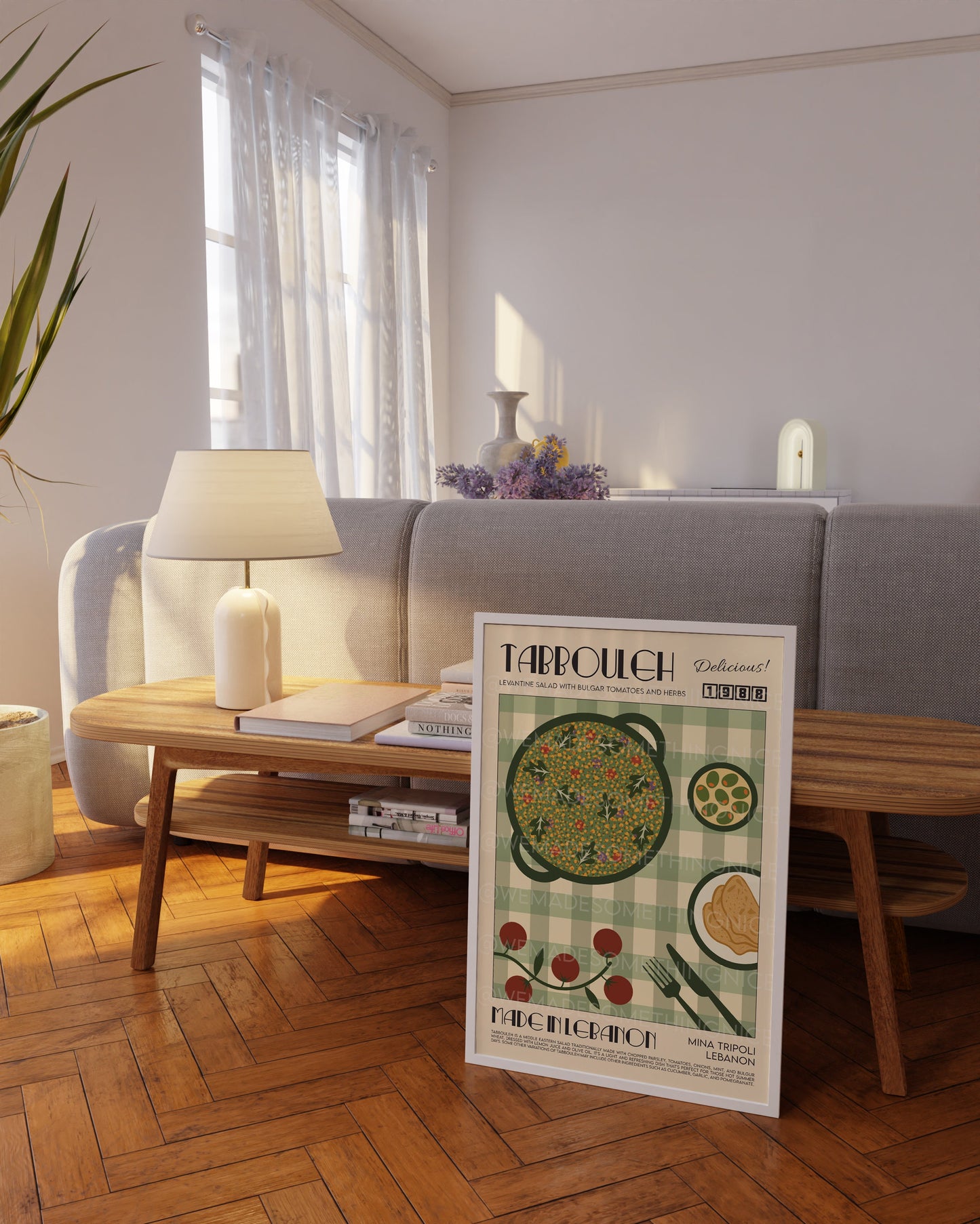 Tabbouleh Print, Kitchen Decor, Lebanon Poster, Food Art, Mid Century Modern, Eat Sign, Housewarming, Kitchen Art, Birthday