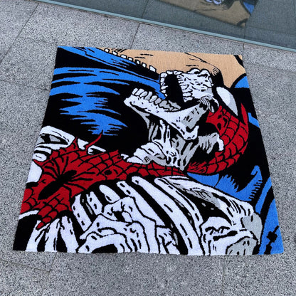 Handmade Spider Skeleton Rug: Tufted Acrylic Artwork