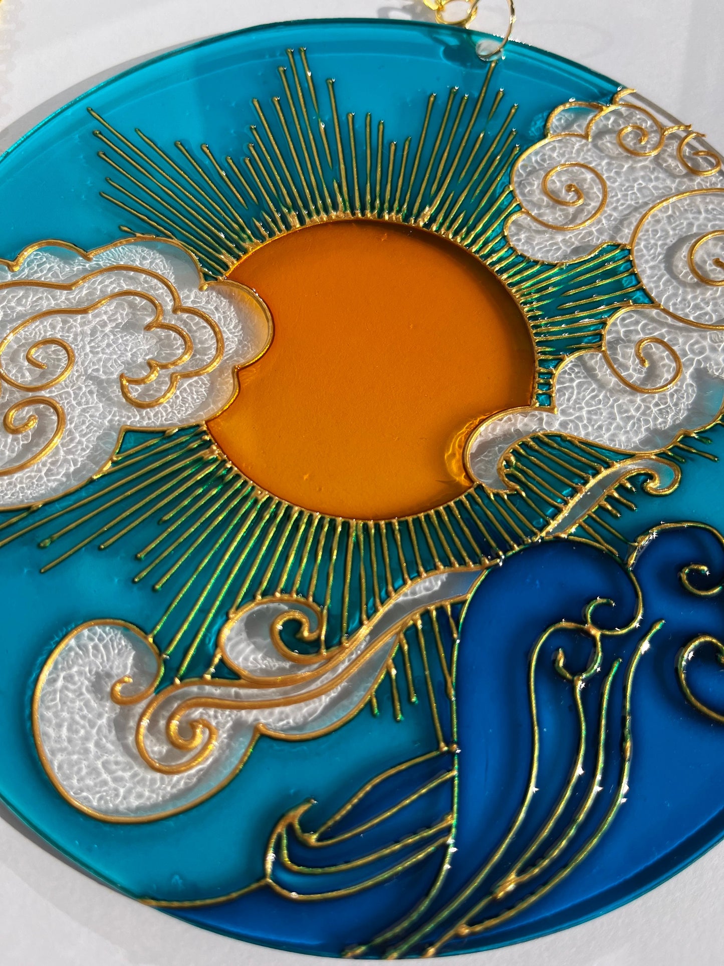 Stained glass Sun Cloud Sea Suncatcher for window hangings
