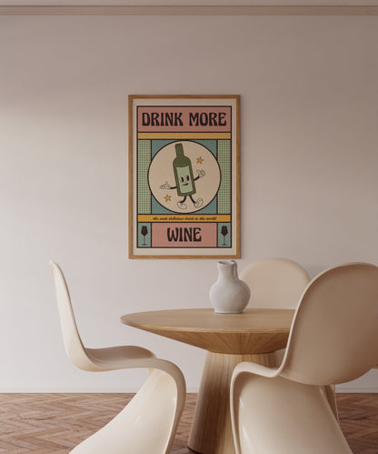 Wine Poster, Kitchen Art, Kitchen Poster, Kitchen Print, Trendy Wall Art, Funny Print, Cocktail Art, Retro Wine Poster