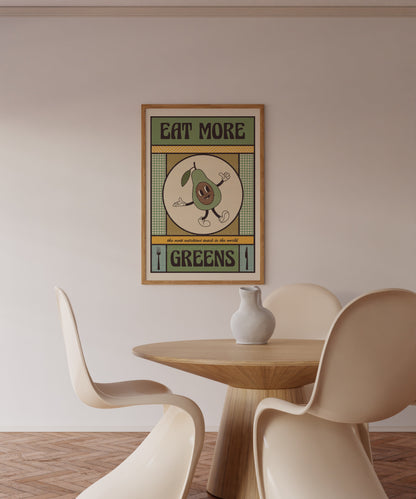 Eat More Greens Poster, Funny Print, Funny Quote Print, Kitchen Art, Kitchen Poster, Kitchen Print, Food Art, Food Poster