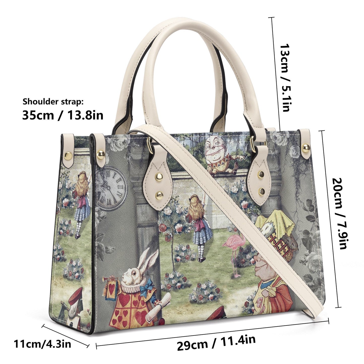 Alice in Wonderland Bag, Classic Alice Leather Tote Bag - Through the Looking Glass, Gift for Alice in Wonderland Afficionados