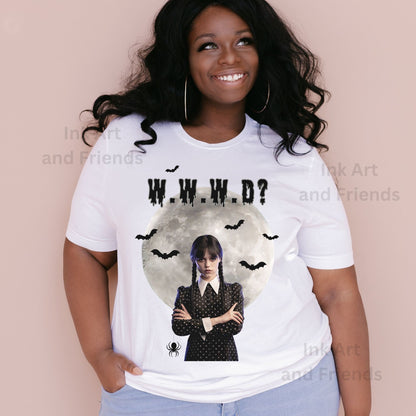 What Would Wednesday Do Shirt WWWD? Wednesday TV Show Nevermore Academy Wednesday Ophelia Hall I Am Smiling I'm Not Perky We Wear Black