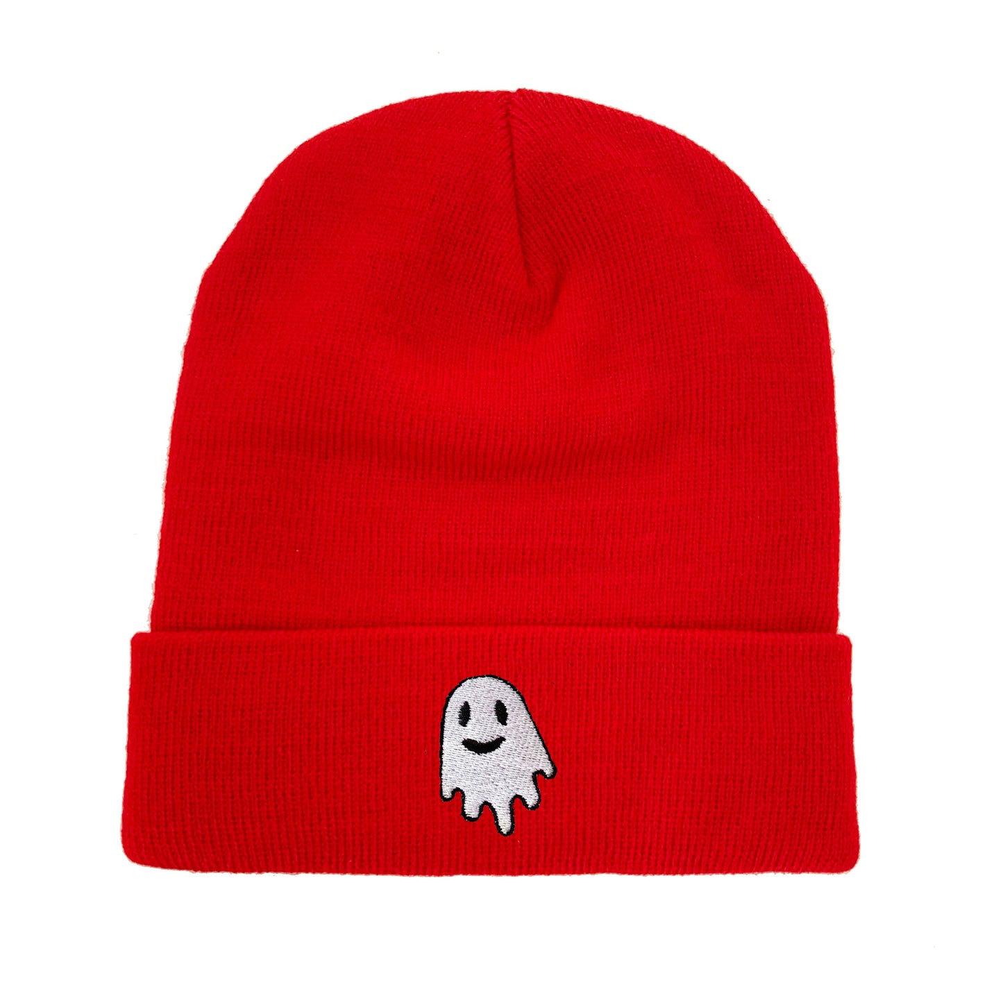 Smiley Ghost Embroidered Beanie Halloween Winter Hat