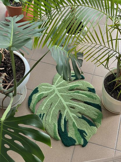 Monstera leaf rug, Modern Rug, Plant Rug, Bedroom Rug, Cute Non-Slip Rug, Living room floor mat, Custom Tufted Rug